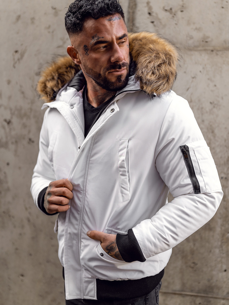 Steppjacke Herren Winterjacke Mit Fellkragen Winterparka Daunen