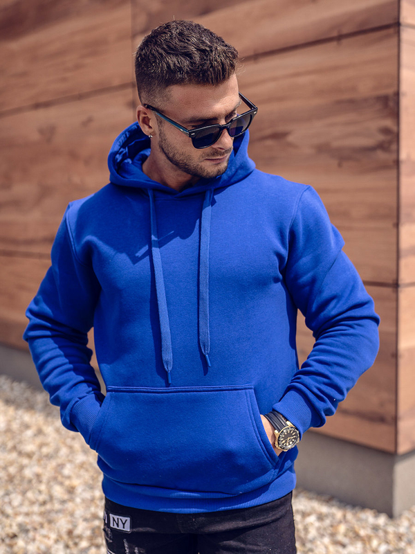 Herren Kapuzenpullover mit Kängurutasche Mittelblau Bolf B1004