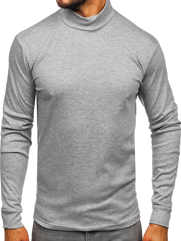 Herren Baumwoll Halb Rollkragenpullover basic Grau Bolf 534