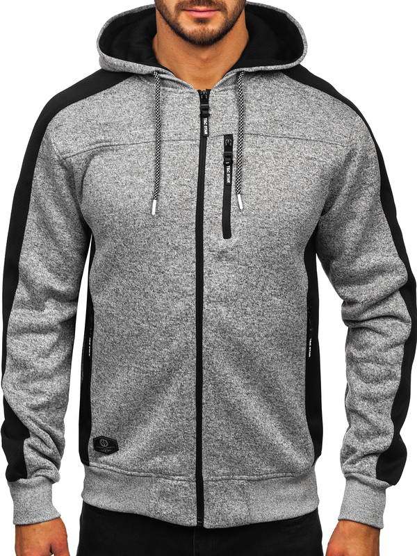 Herren Sweatjacke Sweatshirt Jacke mit Kapuze Grau Bolf TC1230