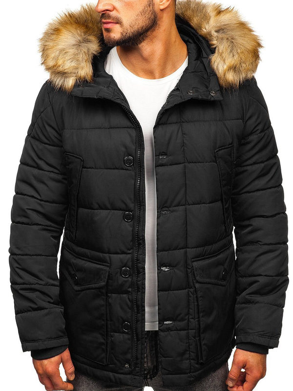 Herren Winterjacke Parka Schwarz Bolf JK361