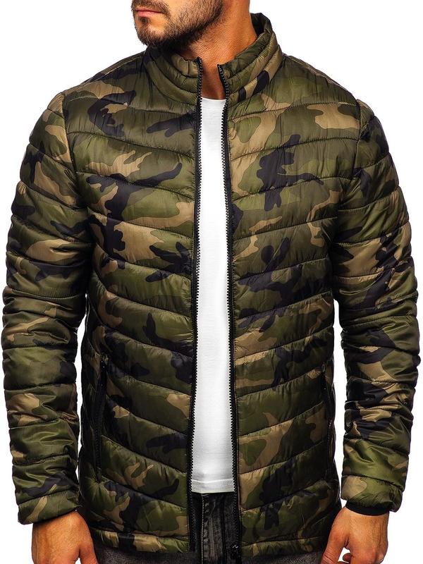 Herren Gepolsterte Winterjacke Camo Grün Bolf SM80