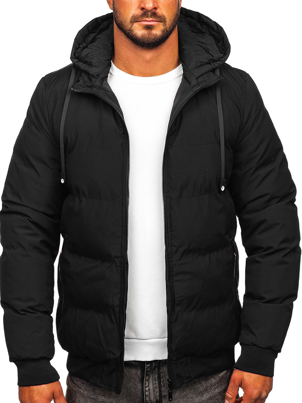 Herren Zweiseitige Gepolsterte Winterjacke Schwarz Bolf 5M761