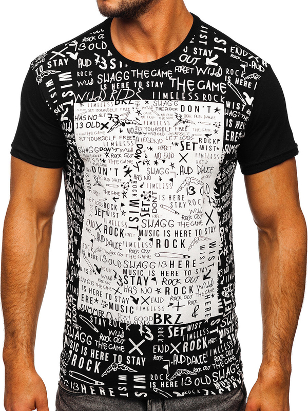 Herren T-Shirt mit Motiv Schwarz Bolf 1173