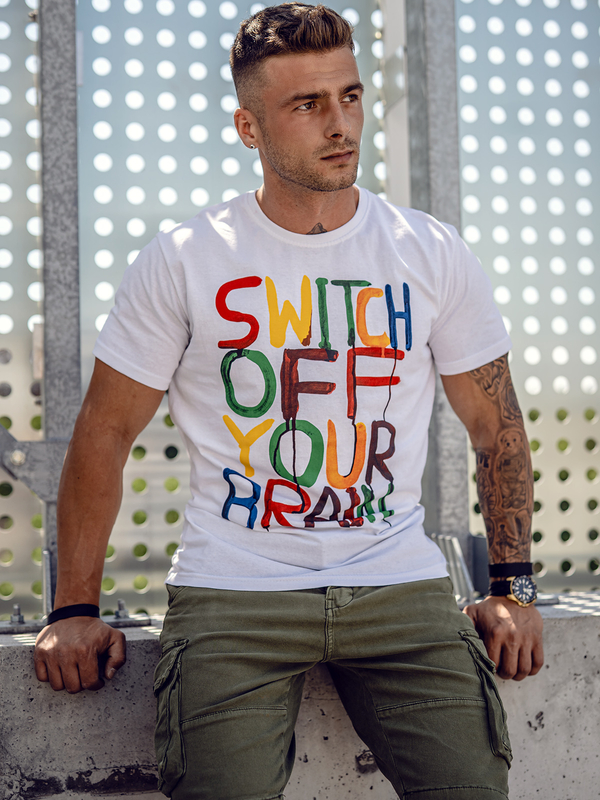 Herren T-Shirt mit Motiv Weiß Bolf 1181A