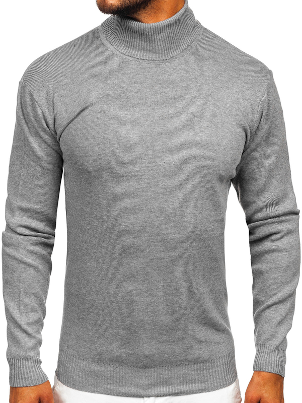 Herren Rollkragenpullover Basic Grau Bolf S8517