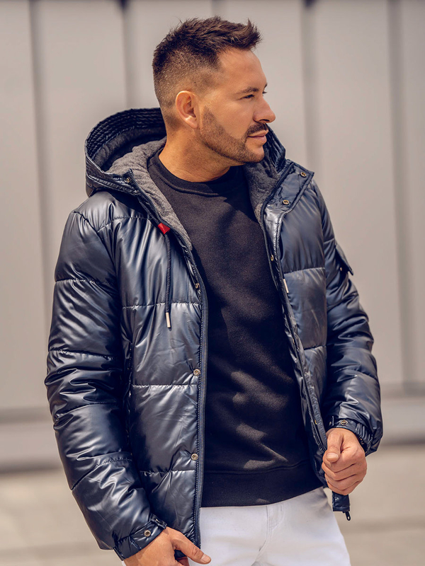 Herren Gepolsterte Winterjacke Sportjacke Dunkelblau Bolf EX2125A