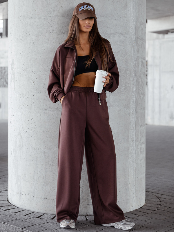 Damen Zweiteiler-Set mit Reißverschluss Schokoladenbraun Bolf 821109