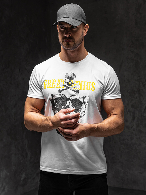 Bolf Herren T-Shirt mit Motiv Weiß Y70005