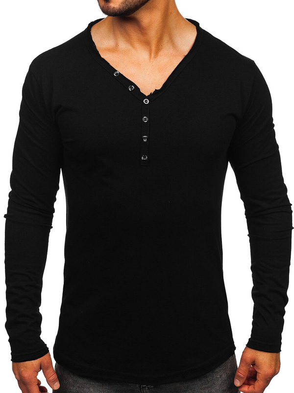 Herren Longsleeve ohne Motiv Schwarz Bolf 5059