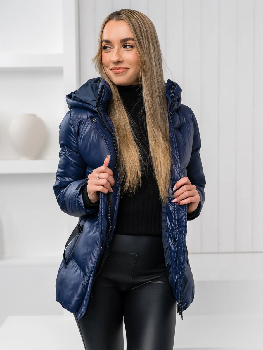 Skijacke Dunkelblaue Damen Jacke Winter Damen Gepolsterte