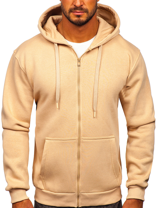 Herren Warmer Kapuzenpullover mit Reißverschluss Beige Bolf 2008