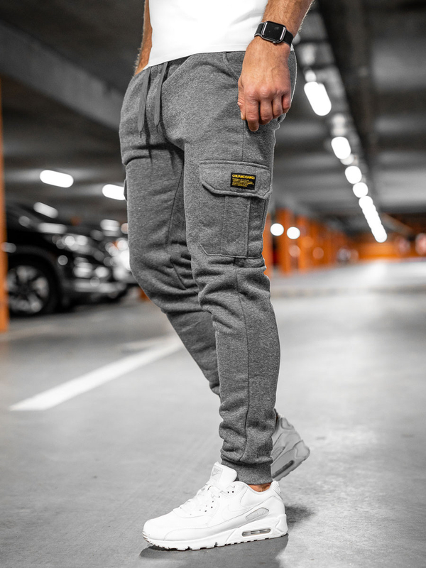 Herren Warme Sporthose Cargohose Joggers Grau Bolf JX8709A