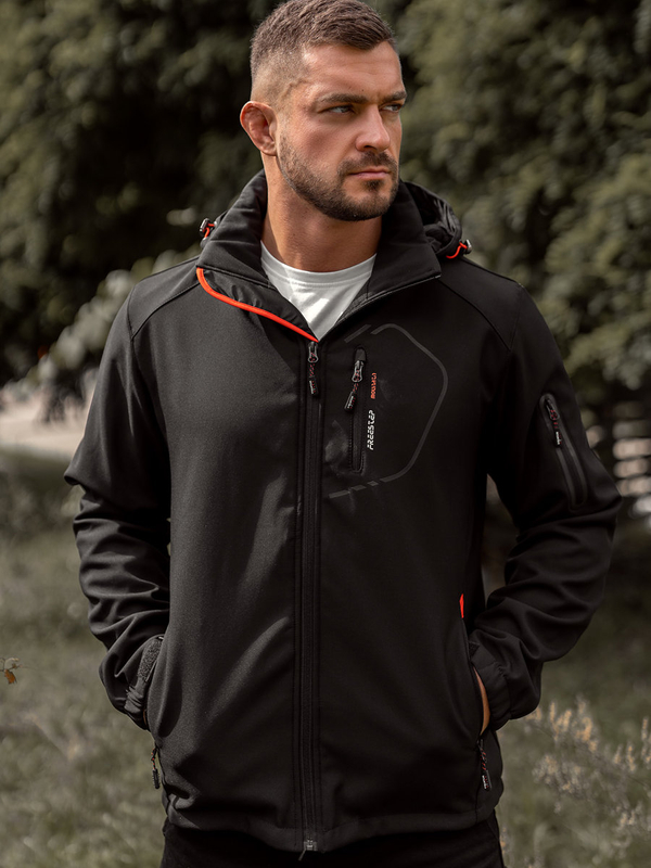 Herren Übergangsjacke Softshell Jacke Schwarz-Orange Bolf WX088A