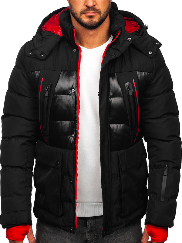 Herren Gepolsterte Winterjacke Schwarz Bolf 99527