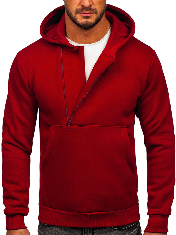 Herren Warmer Kapuzenpullover Weinrot Bolf 02