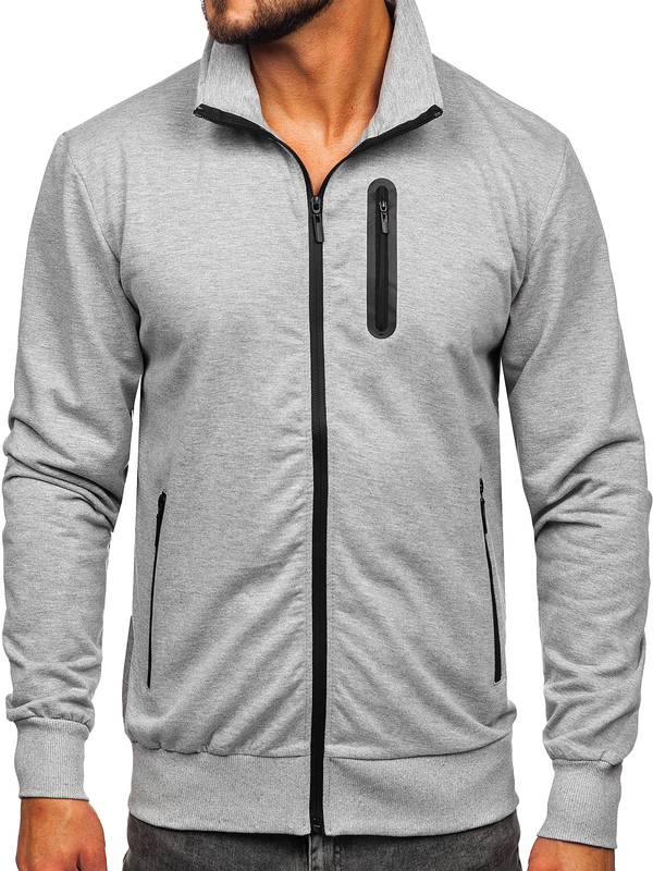 Herren Sweatjacke mit Stehkragen Grau Bolf B228