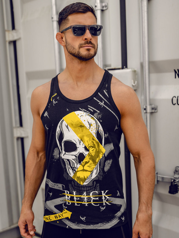 Herren Tank Top mit Motiv Bolf Schwarz14847A