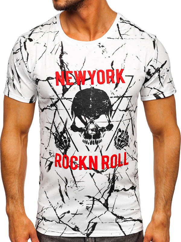 Bolf Herren T-Shirt mit Motiv Weiß  Y70030