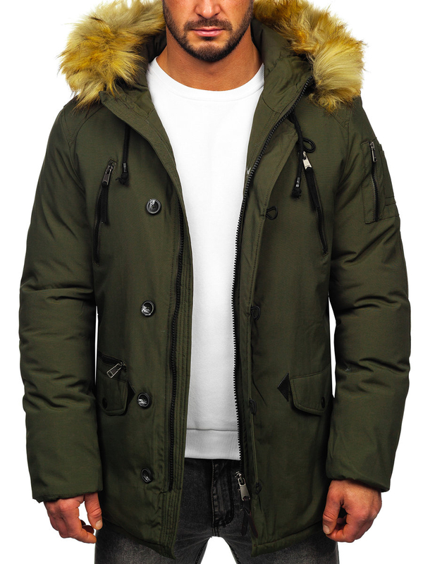 Herren Winterjacke Parka Grün 1795 Bolf