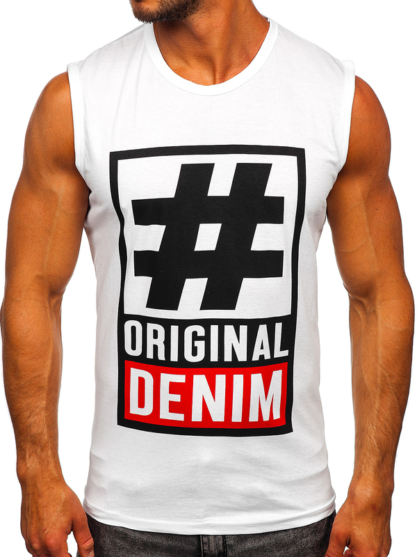 Herren Tank Top mit Motiv Weiß Bolf 19802