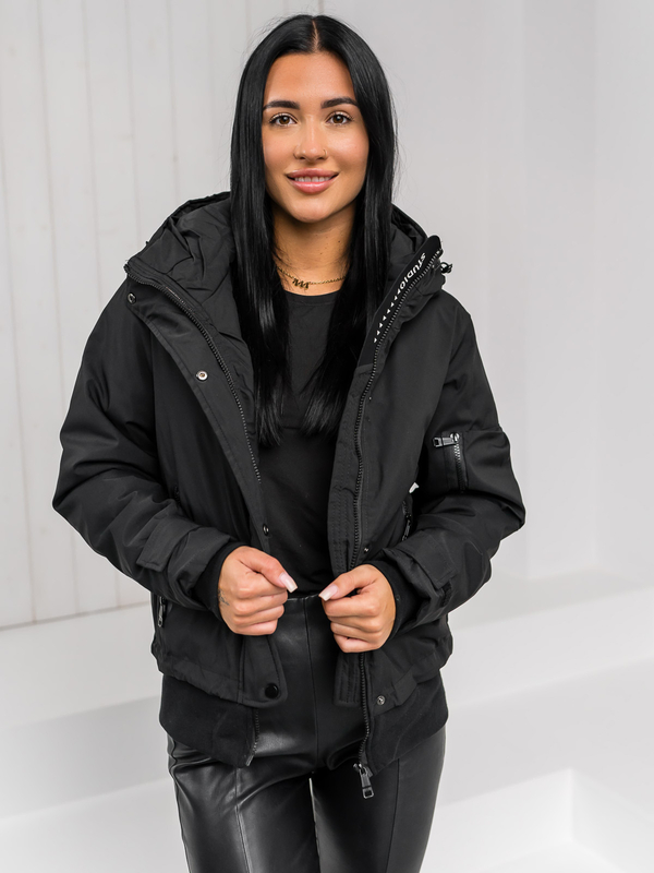 Damen Winterjacke mit Kapuze Schwarz Bolf 16M9215