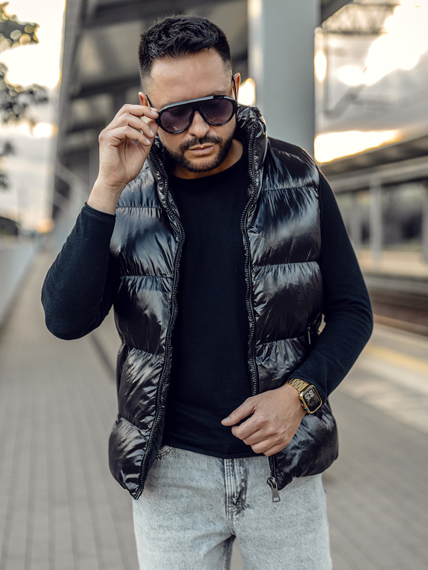 Herren Warme Steppweste Schwarz Bolf 9968