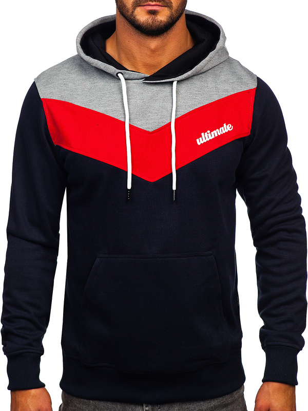 Herren Kapuzenpullover mit Motiv Grau Bolf W3878