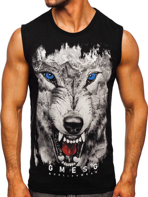 Tank Top mit Motiv Schwarz Bolf 14824