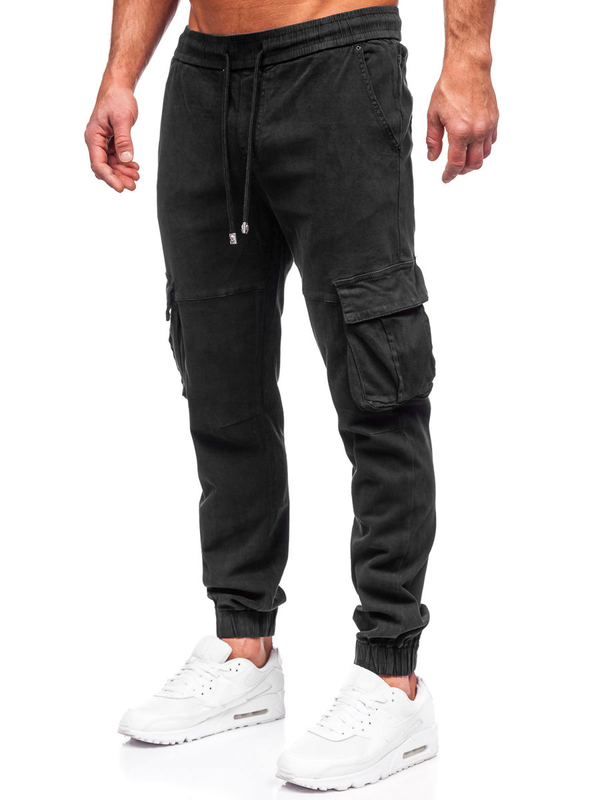 Herren Jeanshose Joggers Cargohse Schwarz Bolf MP0105N