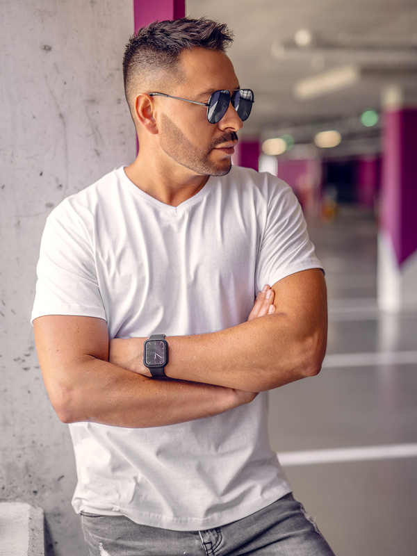 Herren Uni T-Shirt mit V-Ausschnitt Weiß Bolf 192131A