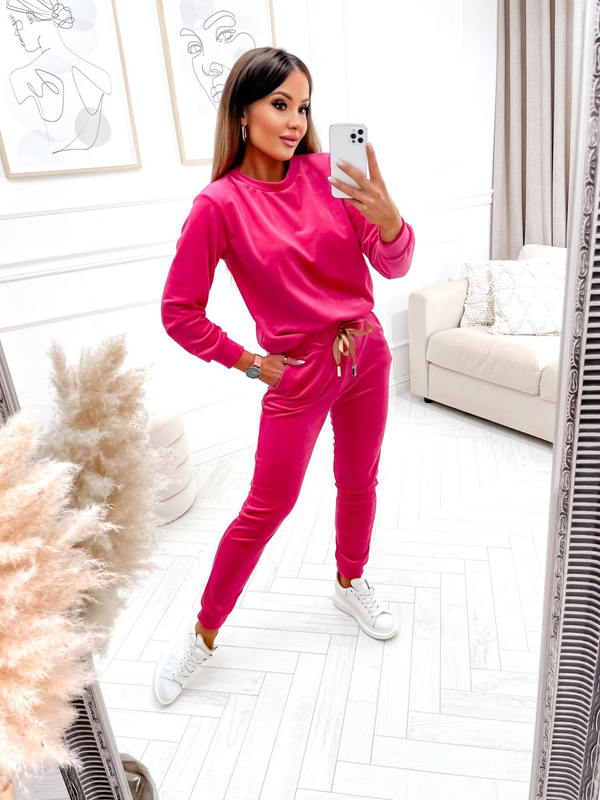 Damen Velours Zweiteiler Sport Set Rosa Bolf 8129