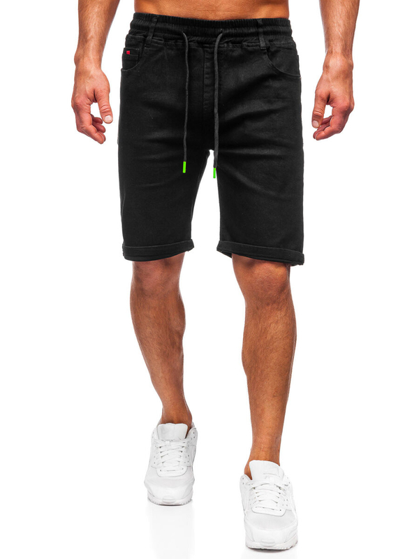 Herren Kurze Hose Jeanshose Jeansshorts Schwarz Bolf 8109