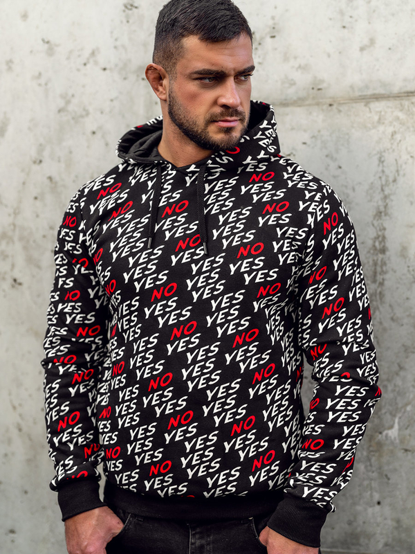 Herren Kapuzenpullover mit Motiv Schwarz Bolf 141013A2