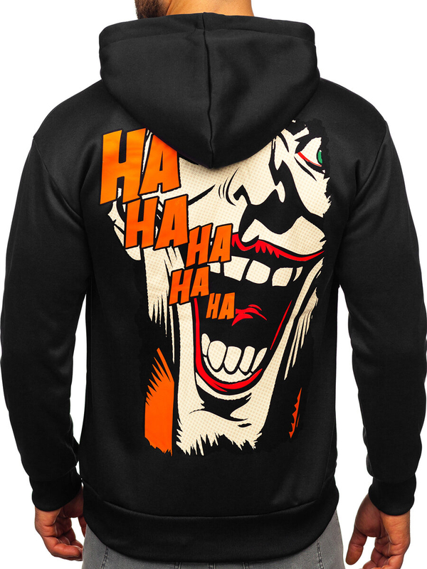 Herren Kapuzenpullover mit Motiv Schwarz Bolf M286