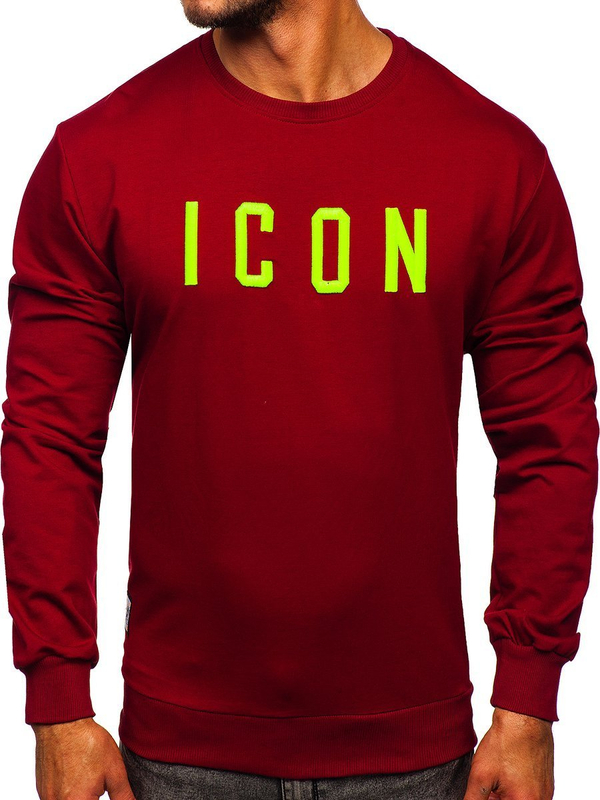Bolf Herren Sweatshirt ohne Kapuze mit Motiv Weinrot  146176