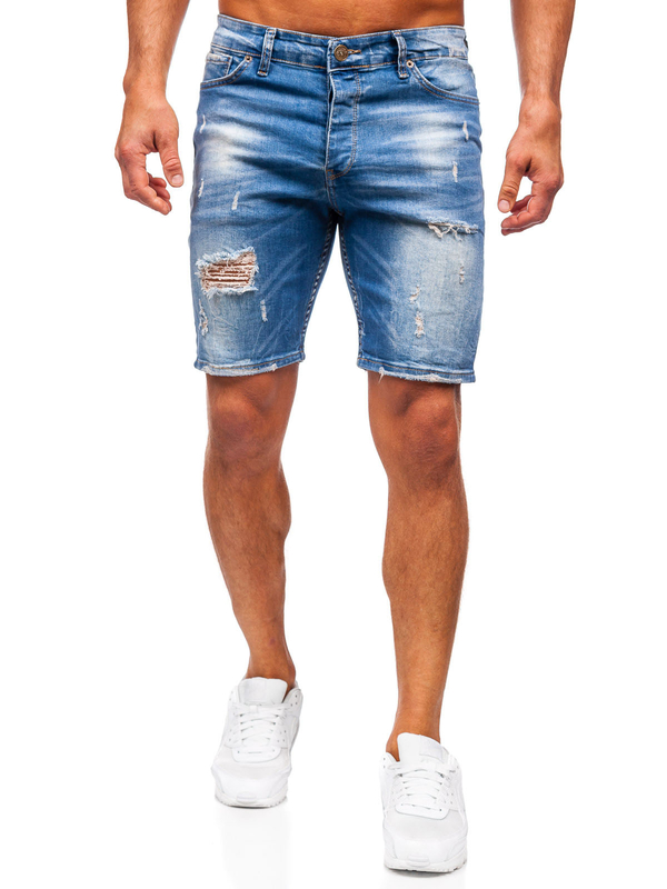 Herren Kurze Jeanshose Jeansshorts Dunkelblau Bolf 0584