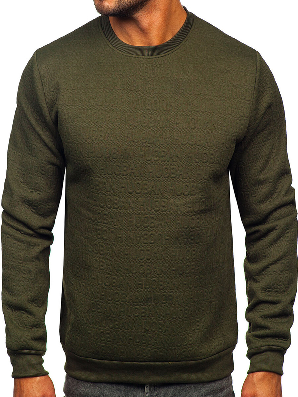 Herren Sweatshirt mit Motiv ohne Kapuze Khaki Bolf LJ0599