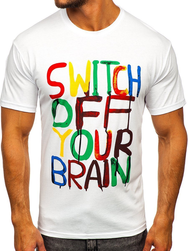 Herren T-Shirt mit Motiv Weiß Bolf 1181