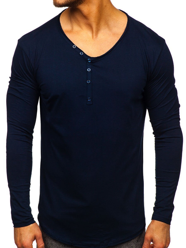 Herren Longsleeve ohne Motiv Dunkelblau Bolf 5059