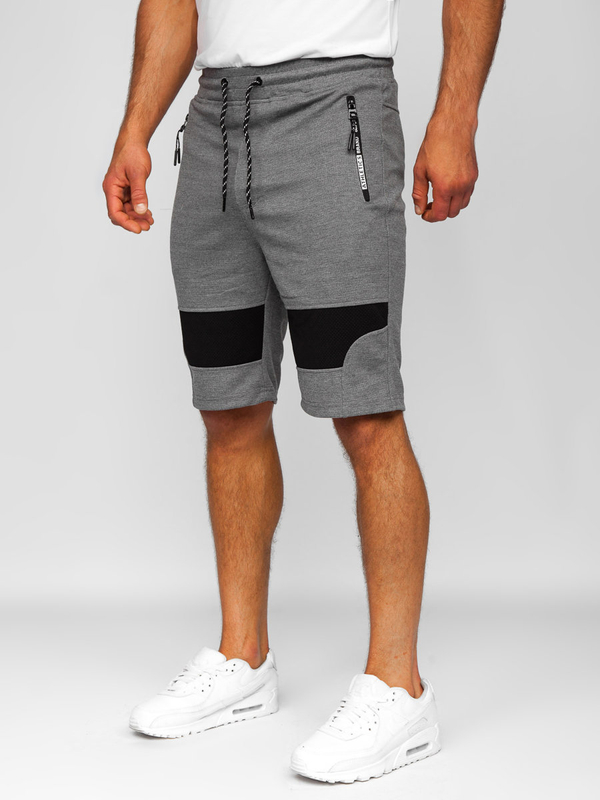 Herren Kurze Sporthose Shorts Grau-Schwarz Bolf Q3877