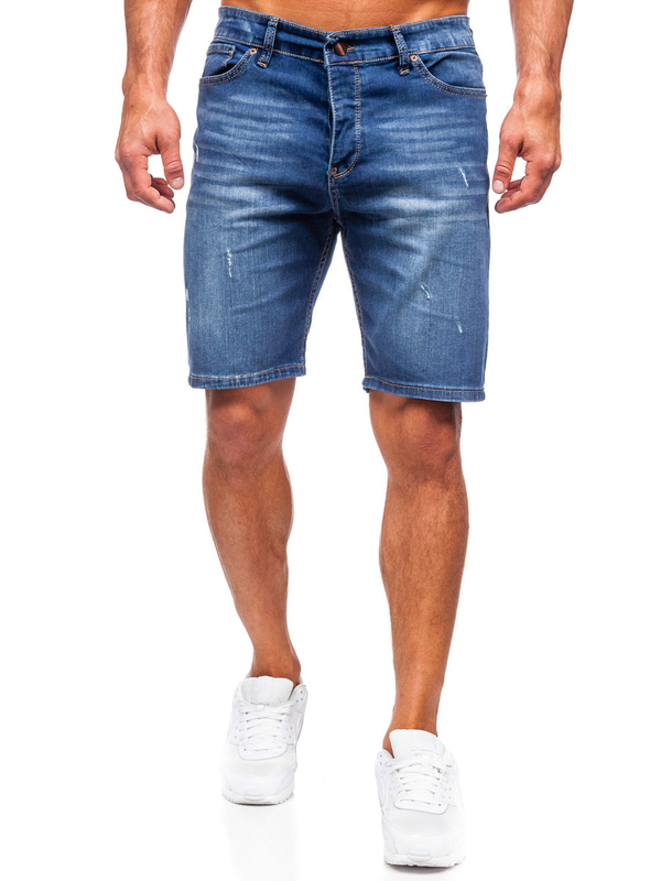 Herren Kurze Hose Jeansshorts Dunkelblau Bolf 0423