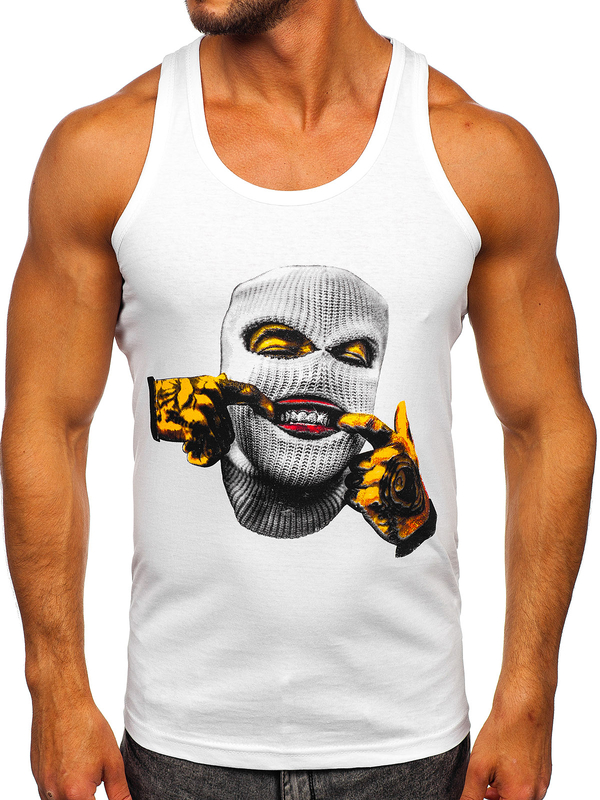 Herren Tank Top mit Motiv Weiß Bolf 14844