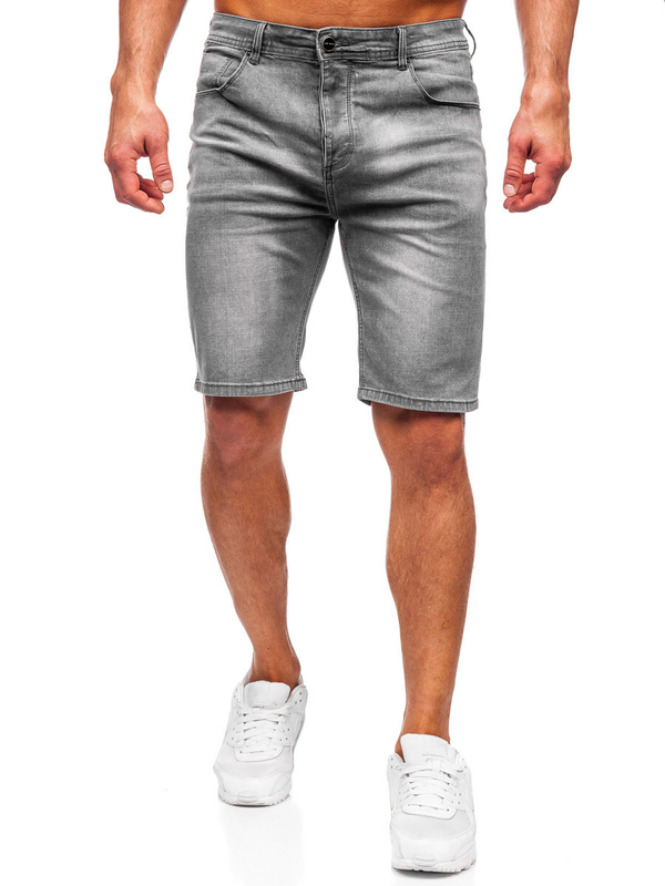 Herren Kurze Hose Jeansshorts Schwarzgrau Bolf MP0277GC