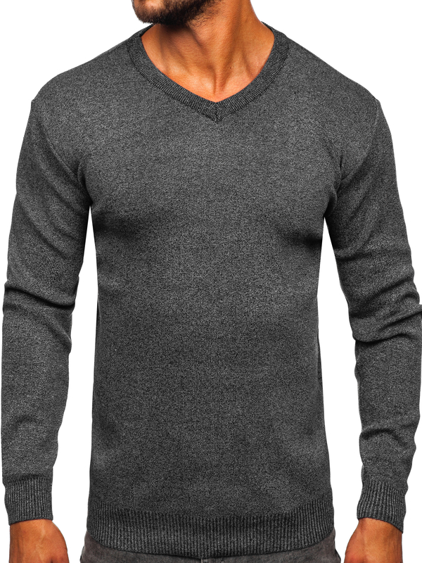 Herren Pullover mit V-Ausschnitt basic Anthrazit Bolf S8530