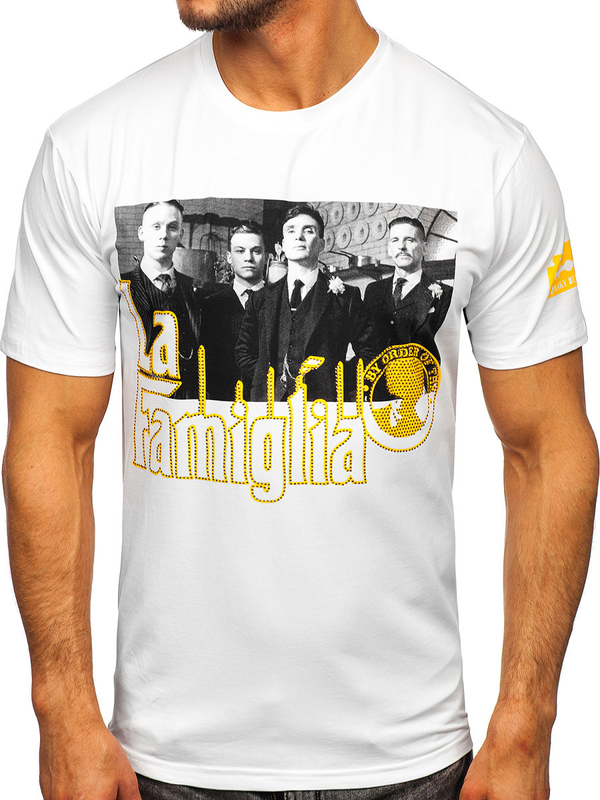 Herren T-Shirt mit Applikationen Weiß Bolf 2824