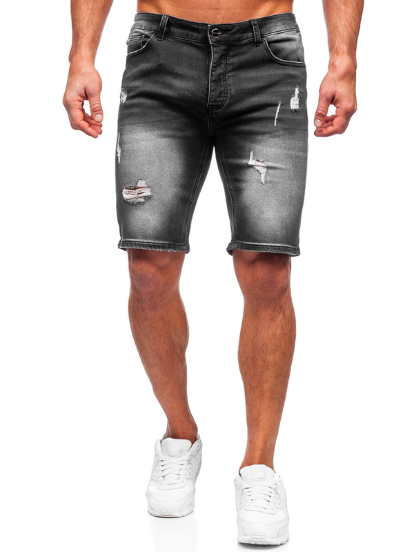 Herren Kurze Jeanshose Shorts Schwarz Bolf MP0061N