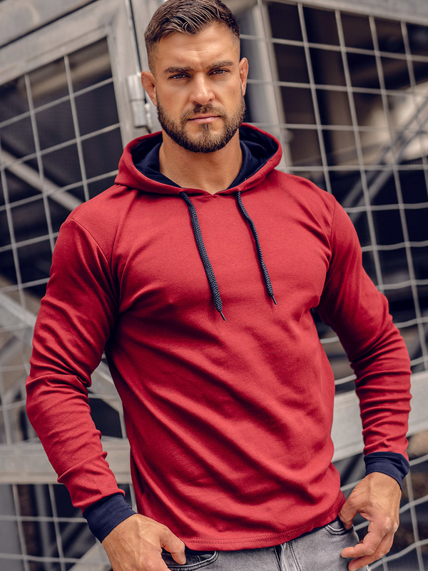 Herren Kapuzenpullover Weinrot Bolf 145380