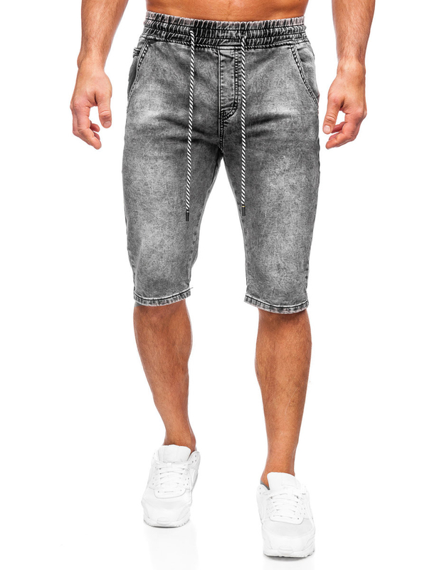 Herren Kurze Hose Jeansshorts Schwarz Bolf KR1539