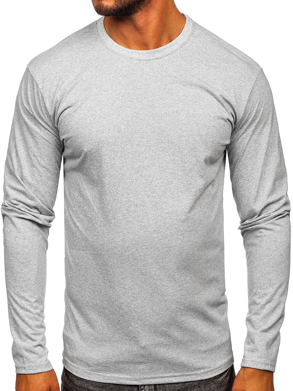 Herren Longsleeve ohne Motiv Grau Bolf 1209